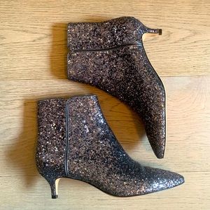 J.Crew GLITTER Emma kitten heel ankle boots, 7 1/2